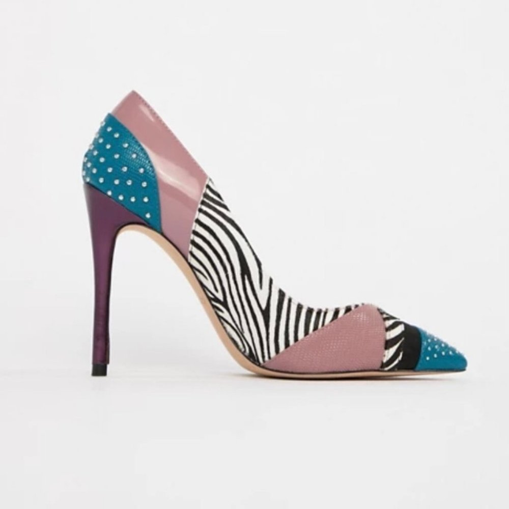 Aldo Zebra Multicolored Studded Pumps